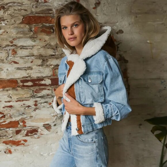 Free People Perry Hooded Denim Jacket in Sky Wash - Picture 4 of 10